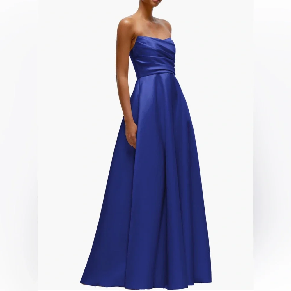 Alfred Sung Women's Strapless Satin Gown,sz 14R,New, Cobalt blue - Picture 2 of 7